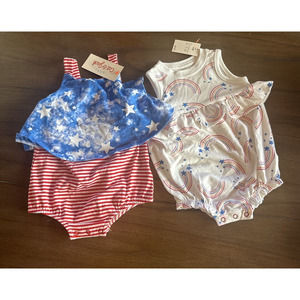 New 3-6 Month Cat & Jack Baby Girl 2 Piece Set Red White & Blue NWT